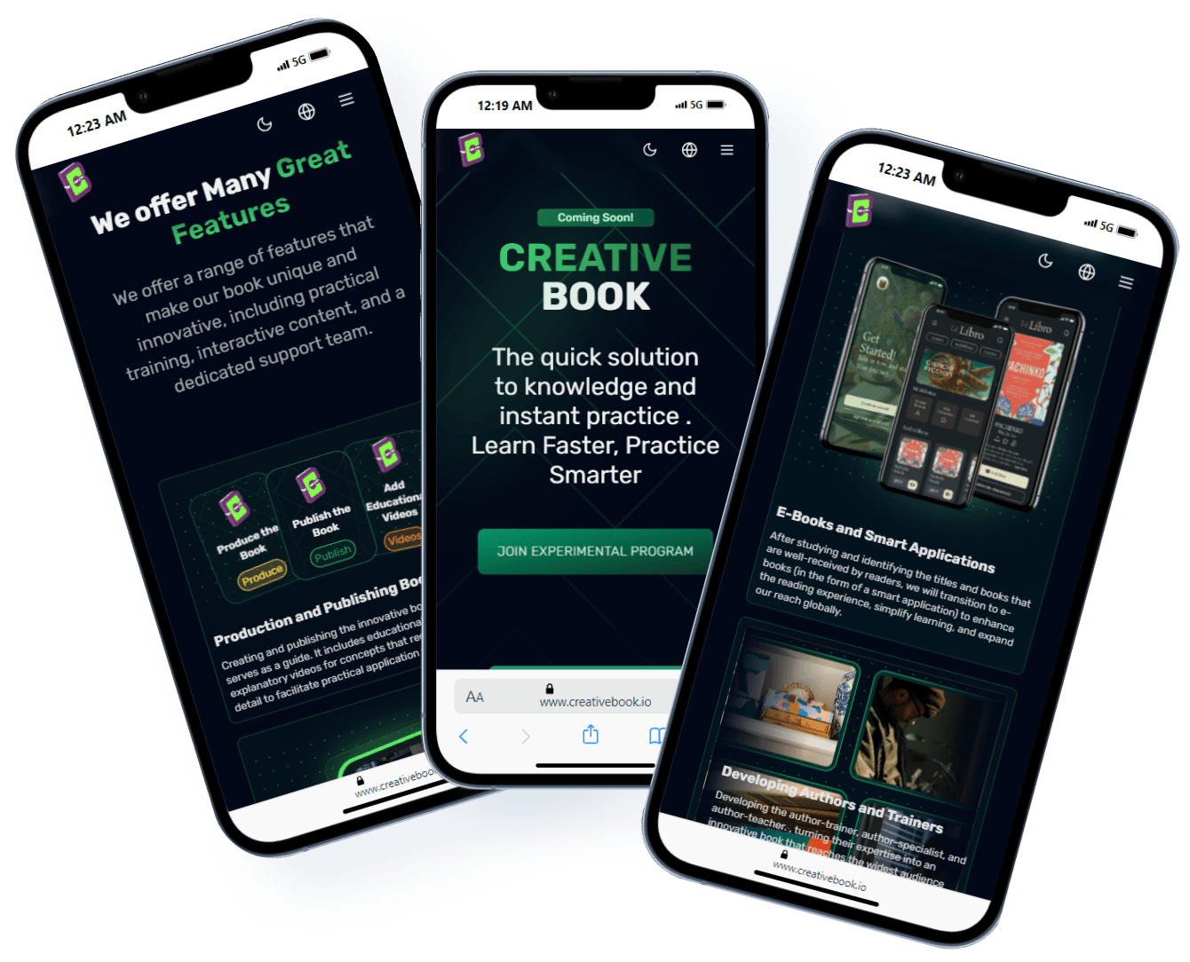 Creative Book — mobile UI mockup