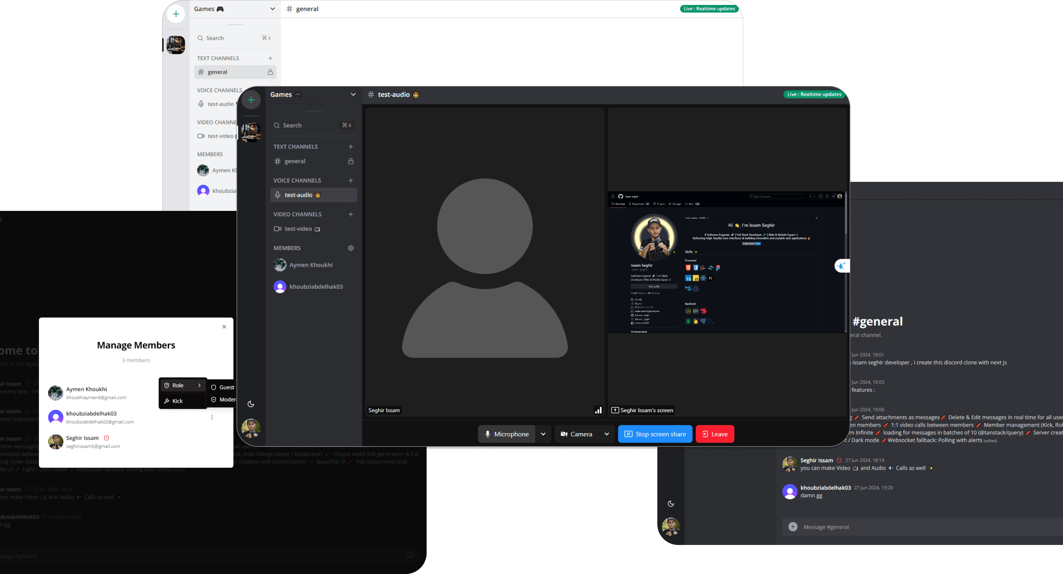 Discord Clone — معاينة واجهة سطح المكتب