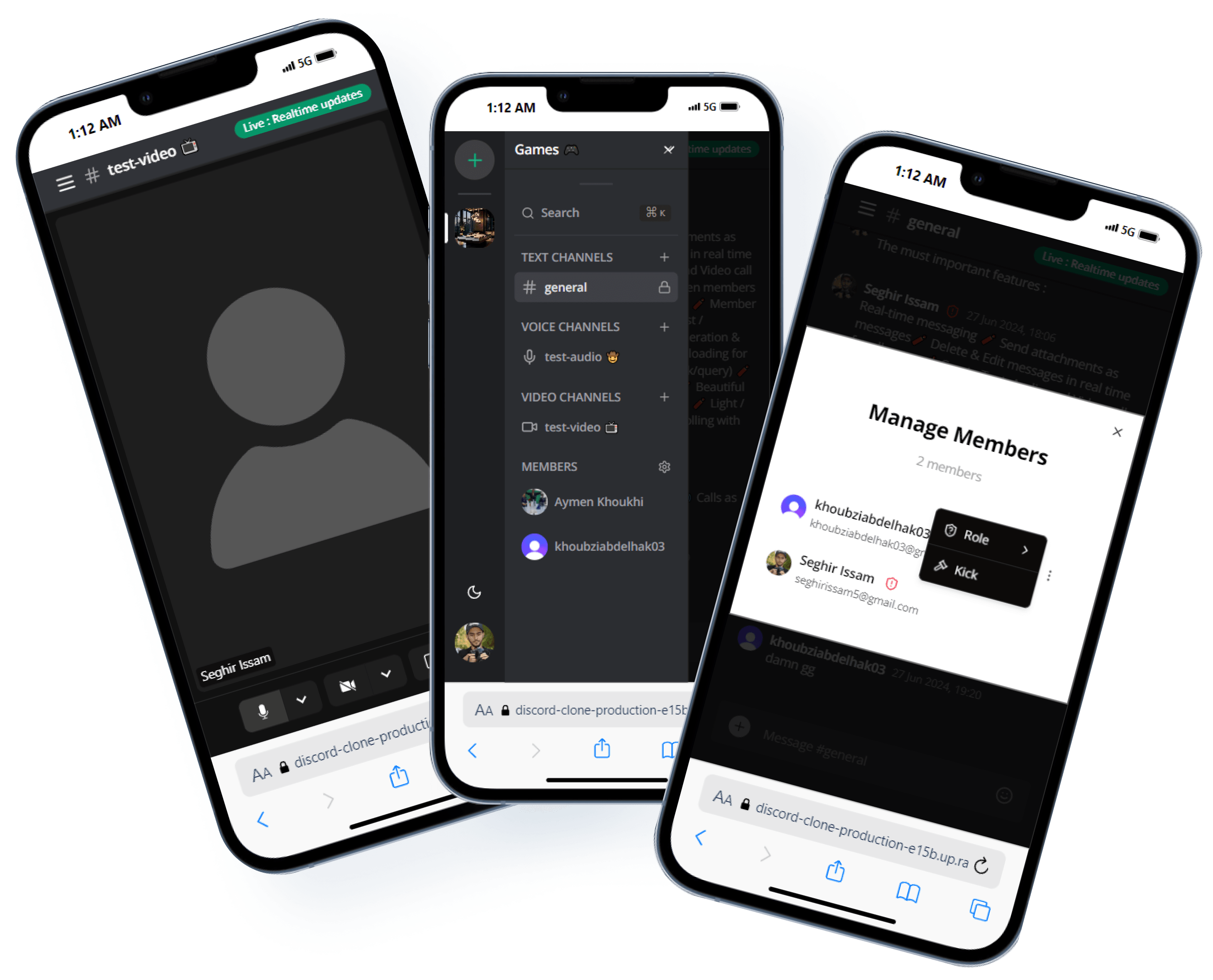 Discord Clone — معاينة واجهة الجوال