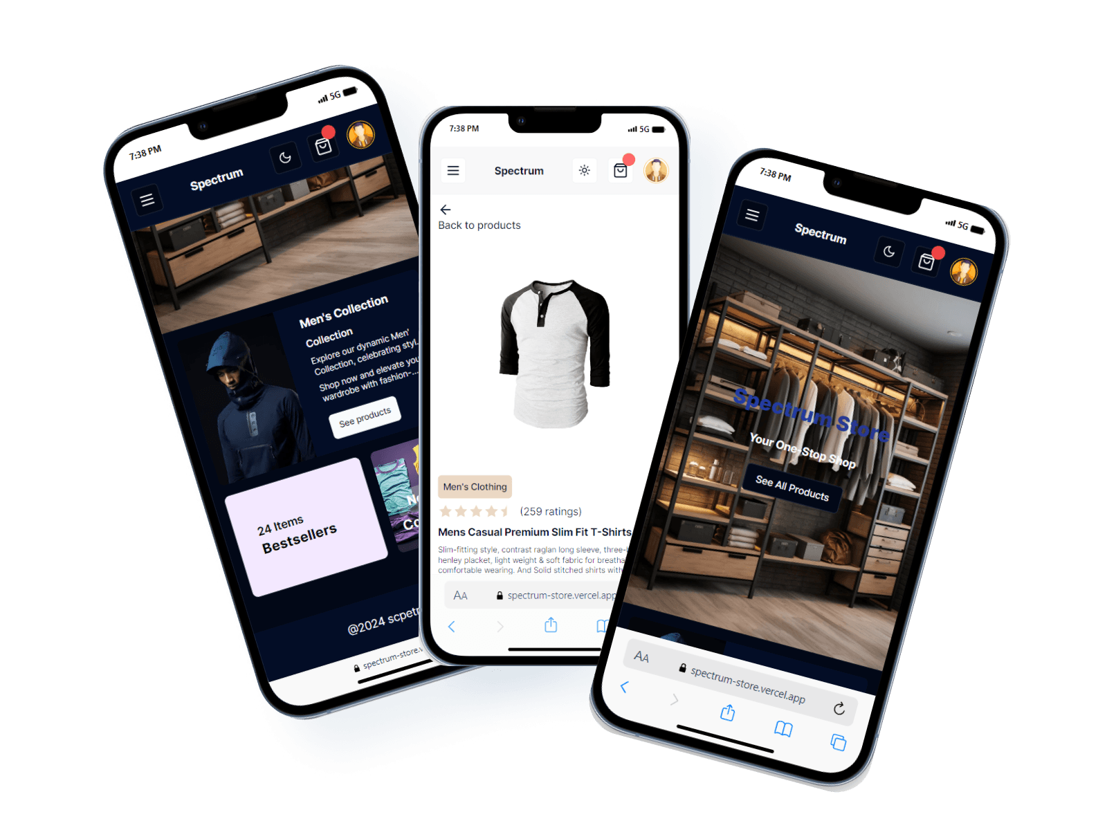 Spectrum Store — معاينة واجهة الجوال